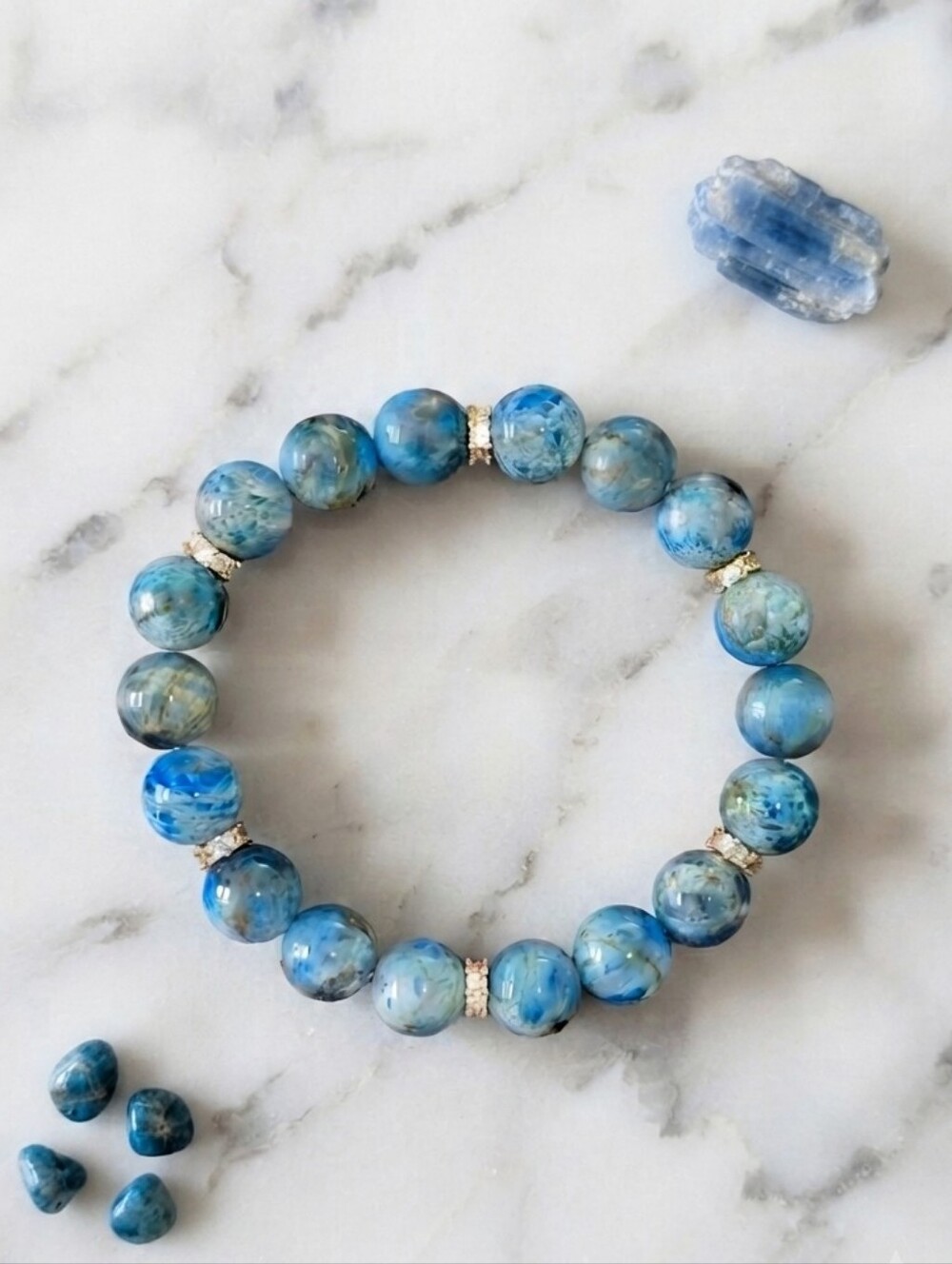Apatite Bracelet With Cubic Zirconia Accent